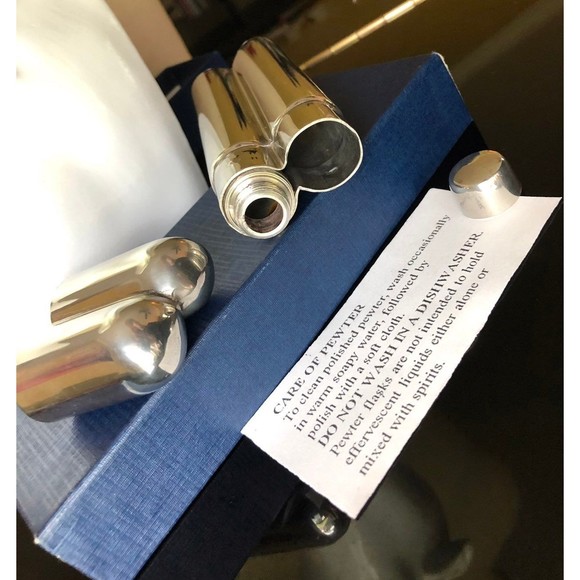 Vintage Sheffield London Hallmarked Polished Pewter Combo Hip Flask Cigar Case - Picture 4 of 13